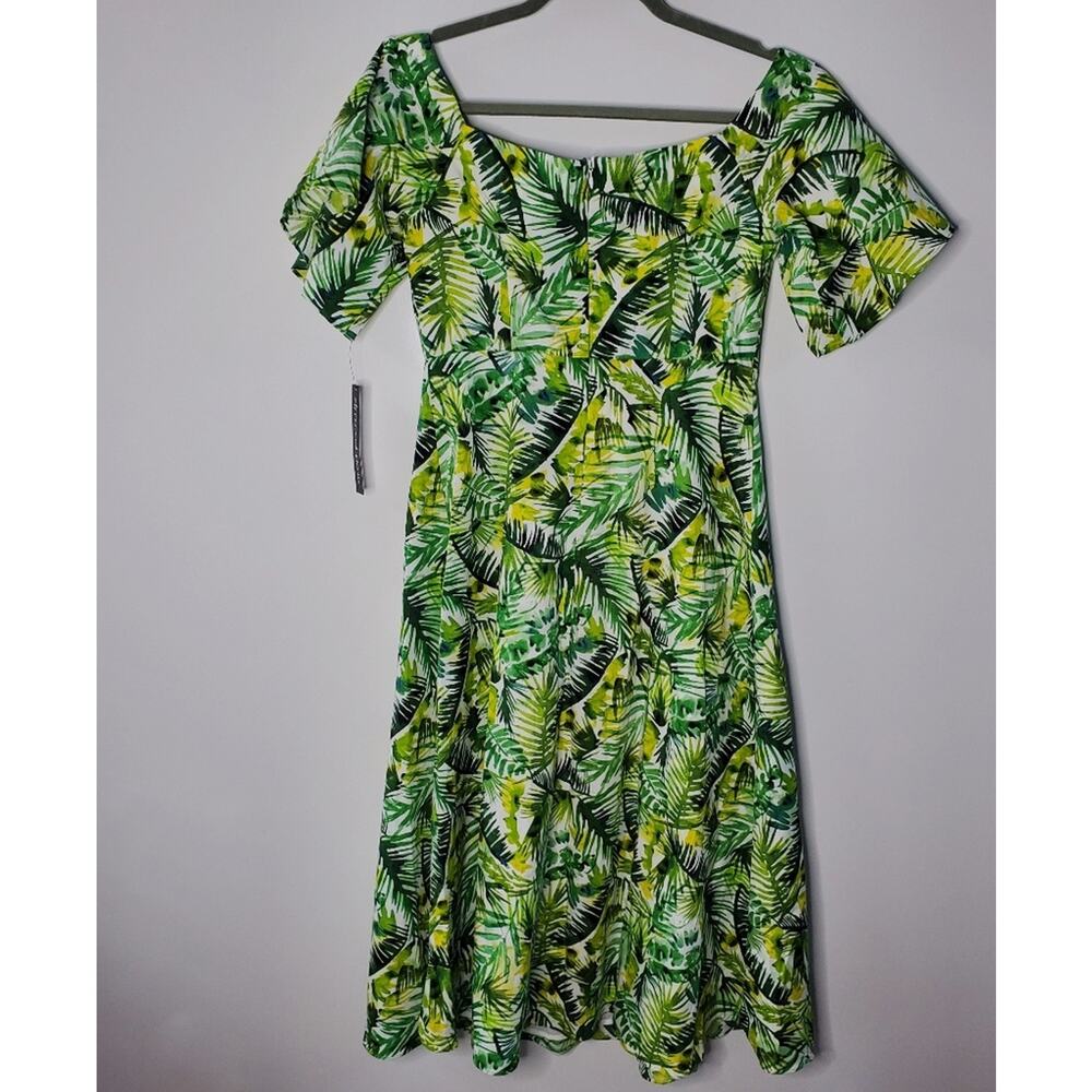 Clover & Sloane 100% Cotton Green floral tropical print midi dress Size Small